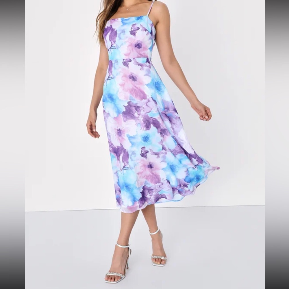 Lulu's Blue and Purple Spaghetti Strap Sundress for Weddings